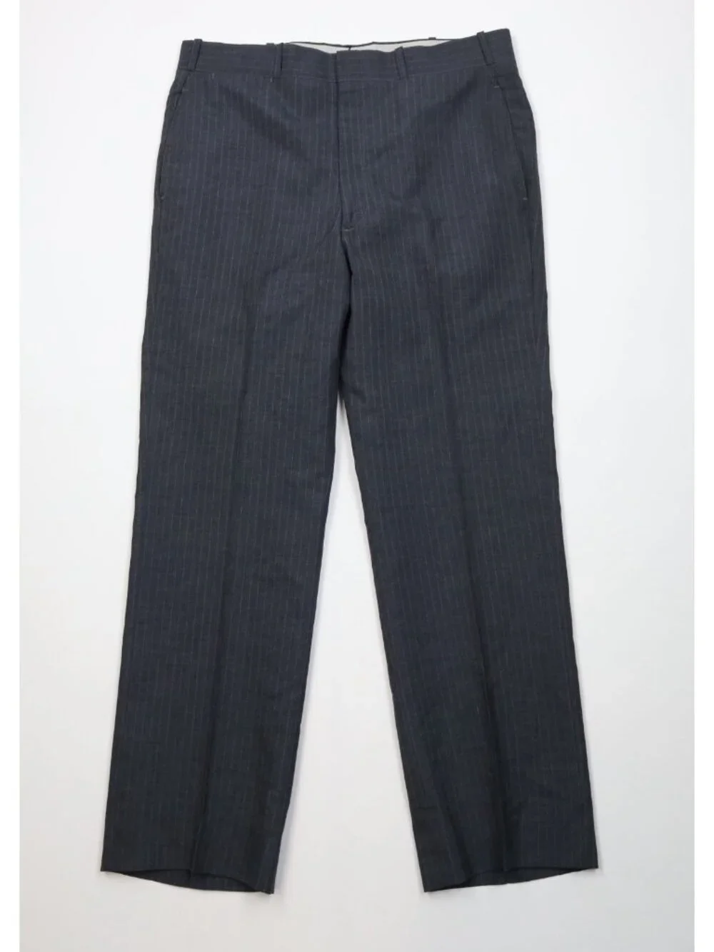 Vintage 70s Mens 36R 2 Piece Pinstriped Suit Wedding Gray Wide Leg 34x30 USA